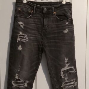 American Eagle Outfitters Men's Dark Gray Distressed Jeans